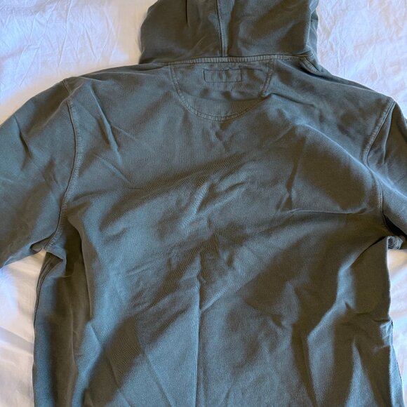 Buck Mason Brushed Loopback Hooded Sweatshirt in Deep Olive Venice Wash XL - Picture 6 of 7